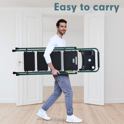 3 Step Ladder, Folding Step Stool with Wide Anti-Slip Pedal, 500lbs Sturdy Steel Ladder, Convenient Handgrip, Lightweight, Portable Steel Step Stool, Black