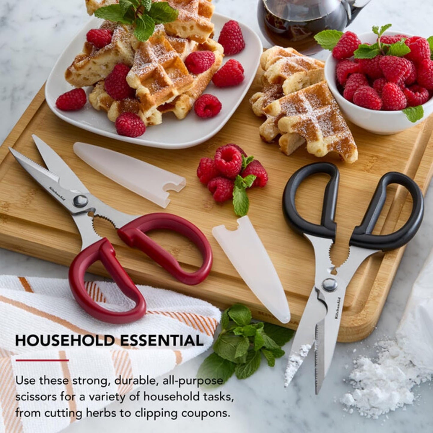 KitchenAid All Purpose Kitchen Shears with Protective Sheath for Everyday use, Dishwasher Safe Stainless Steel Scissors with Comfort Grip, 8.72-Inch, Black