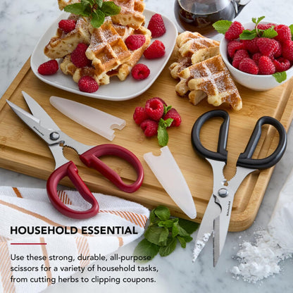 KitchenAid All Purpose Kitchen Shears with Protective Sheath for Everyday use, Dishwasher Safe Stainless Steel Scissors with Comfort Grip, 8.72-Inch, Black