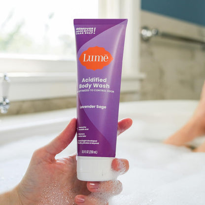 Lume Acidified Body Wash - 24 Hour Odor Control - Removes Odor Better than Soap - Moisturizing Formula - Formulated Without SLS or Parabens - OB/GYN Developed - 8.5 ounce (Peony Rose)