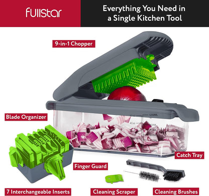Fullstar Vegetable Chopper - Food Chopper - Onion Chopper - Vegetable Slicer & Spiralizer - Veggie Chopper with Container - Kitchen Gadgets - Home Essentials - Kitchen Accessories (4 in 1, White)