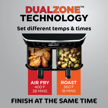 Ninja Air Fryer, Thermometer, Roast, Bake, Air Fry, Crisps, Broil, Reheats, Keep Warm, 10-in-1, Fries, Frozen Food, Veggies, and Meat, Quick Meals, Healthy Meals, Less Oil, 10 QT, Grey, DZ550