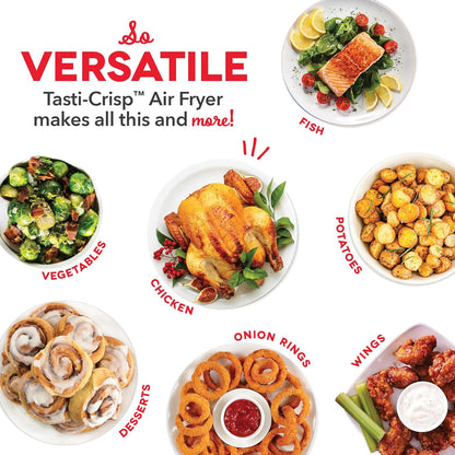 DASH Tasti-Crisp™ Electric Air Fryer Oven, 2.6 Qt., Aqua – Compact Air Fryer for Healthier Food in Minutes, Ideal for Small Spaces - Auto Shut Off, Analog, 1000-Watt