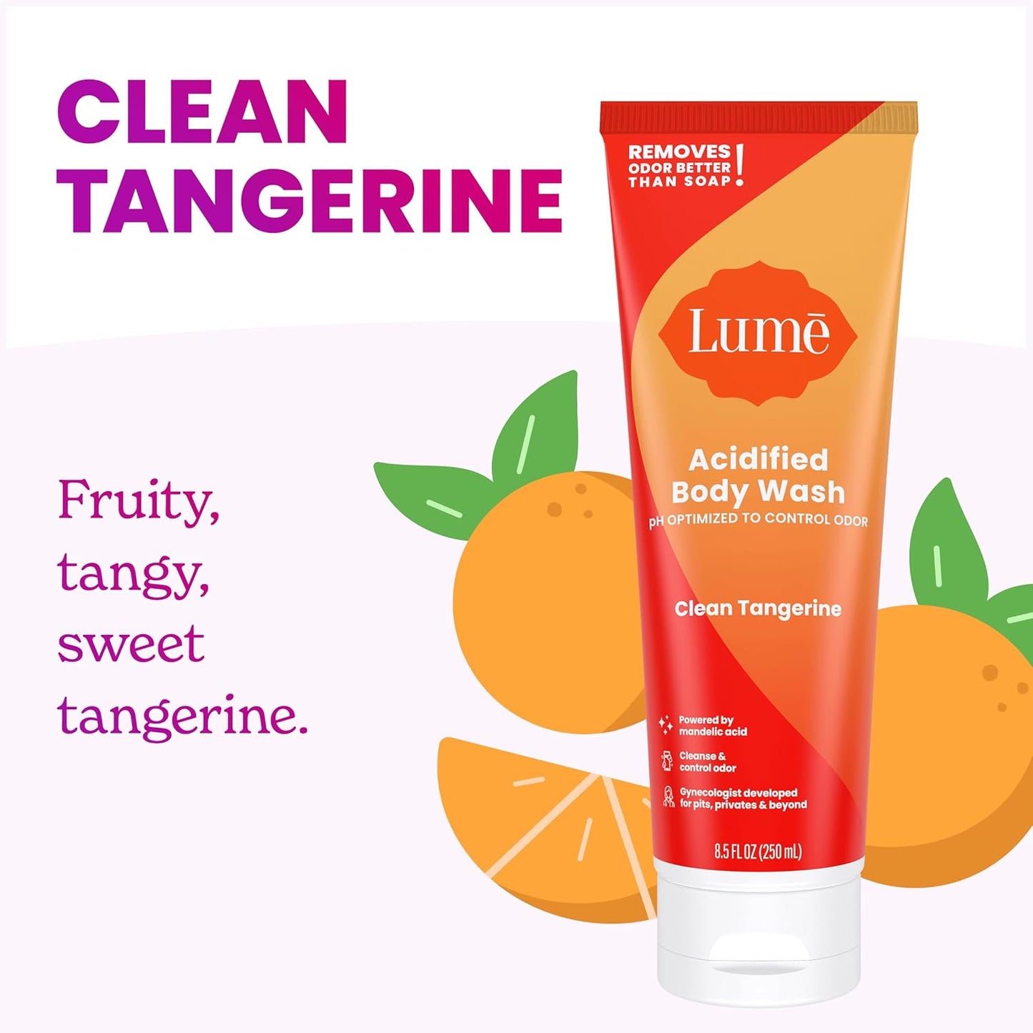 Lume Acidified Body Wash - 24 Hour Odor Control - Removes Odor Better than Soap - Moisturizing Formula - Formulated Without SLS or Parabens - OB/GYN Developed - 8.5 ounce (Peony Rose)