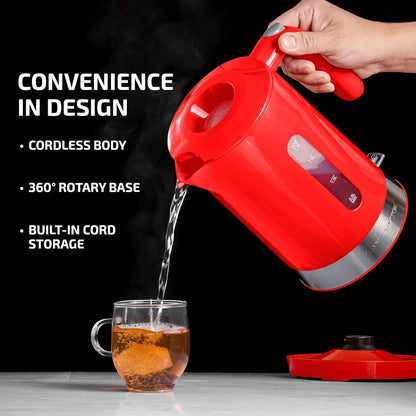 OVENTE Electric Kettle, Hot Water, Heater 1.7 Liter - BPA Free Fast Boiling Cordless Water Warmer - Auto Shut Off Instant Water Boiler for Coffee & Tea Pot - White KP72W