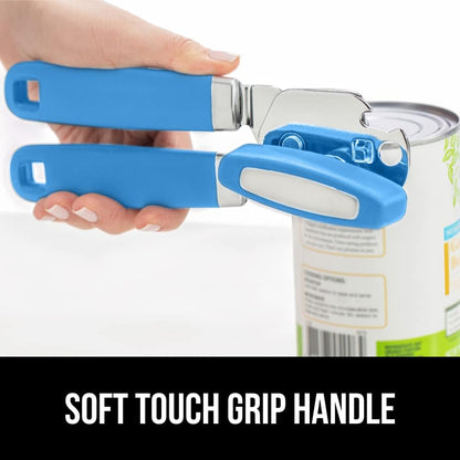 The Original Gorilla Grip Heavy Duty Stainless Steel Smooth Edge Manual Can Opener and Bottle Openers, Soft Handle, Rust Proof Oversized Handheld Easy Turn Knob, Multifunctional Kitchen Tool, Black