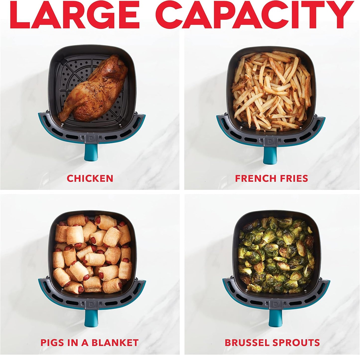 DASH Tasti-Crisp™ Electric Air Fryer Oven, 2.6 Qt., Aqua – Compact Air Fryer for Healthier Food in Minutes, Ideal for Small Spaces - Auto Shut Off, Analog, 1000-Watt