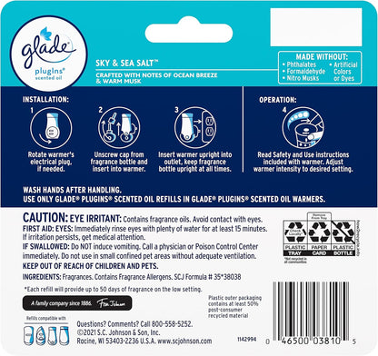 Glade PlugIns Refills Air Freshener, Scented and Essential Oils for Home and Bathroom, Apple Cinnamon, 3.35 Fl Oz, 5 Count