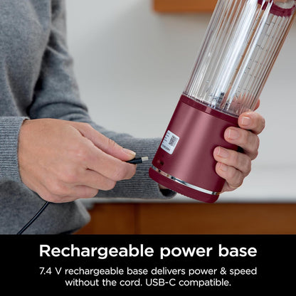 Ninja BC151BK Blast Portable Blender, Cordless, 18oz. Vessel, Personal Blender-for Shakes & Smoothies, BPA Free, Leakproof-Lid & Sip Spout, USB-C Rechargeable, Dishwasher Safe Parts, Black