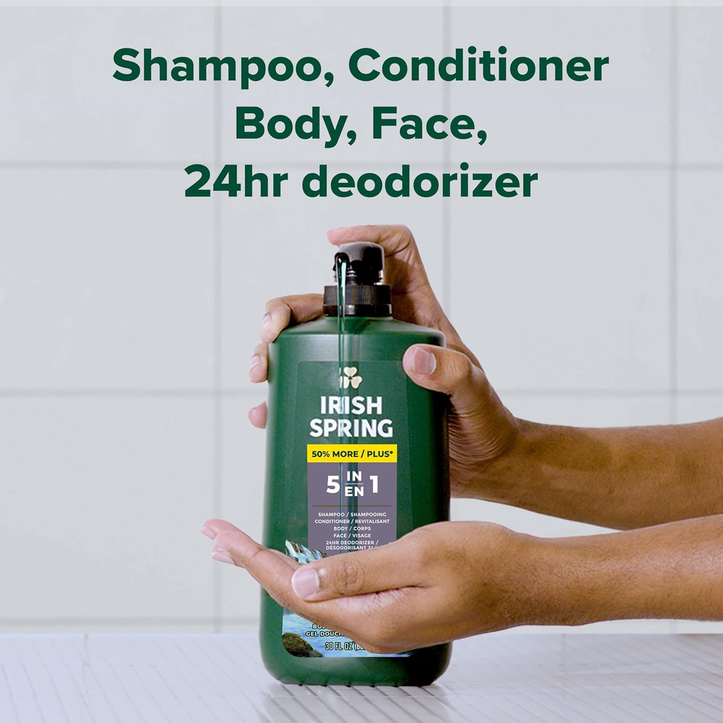 Irish Spring Mens Body Wash, Moisture Blast Body Wash for Men, Feel Fresh All Day, 30 Oz Pump Bottle
