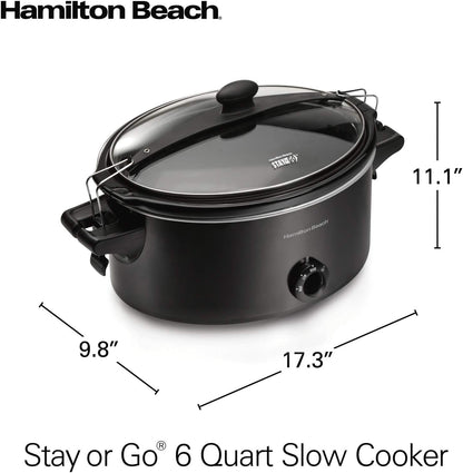 Hamilton Beach Slow Cooker, Extra Large 10 Quart, Stay or Go Portable With Lid Lock, Dishwasher Safe Crock, Black (33195)