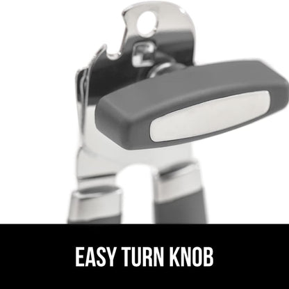 The Original Gorilla Grip Heavy Duty Stainless Steel Smooth Edge Manual Can Opener and Bottle Openers, Soft Handle, Rust Proof Oversized Handheld Easy Turn Knob, Multifunctional Kitchen Tool, Black