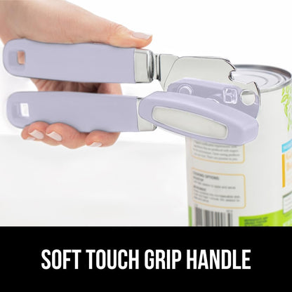 The Original Gorilla Grip Heavy Duty Stainless Steel Smooth Edge Manual Can Opener and Bottle Openers, Soft Handle, Rust Proof Oversized Handheld Easy Turn Knob, Multifunctional Kitchen Tool, Black