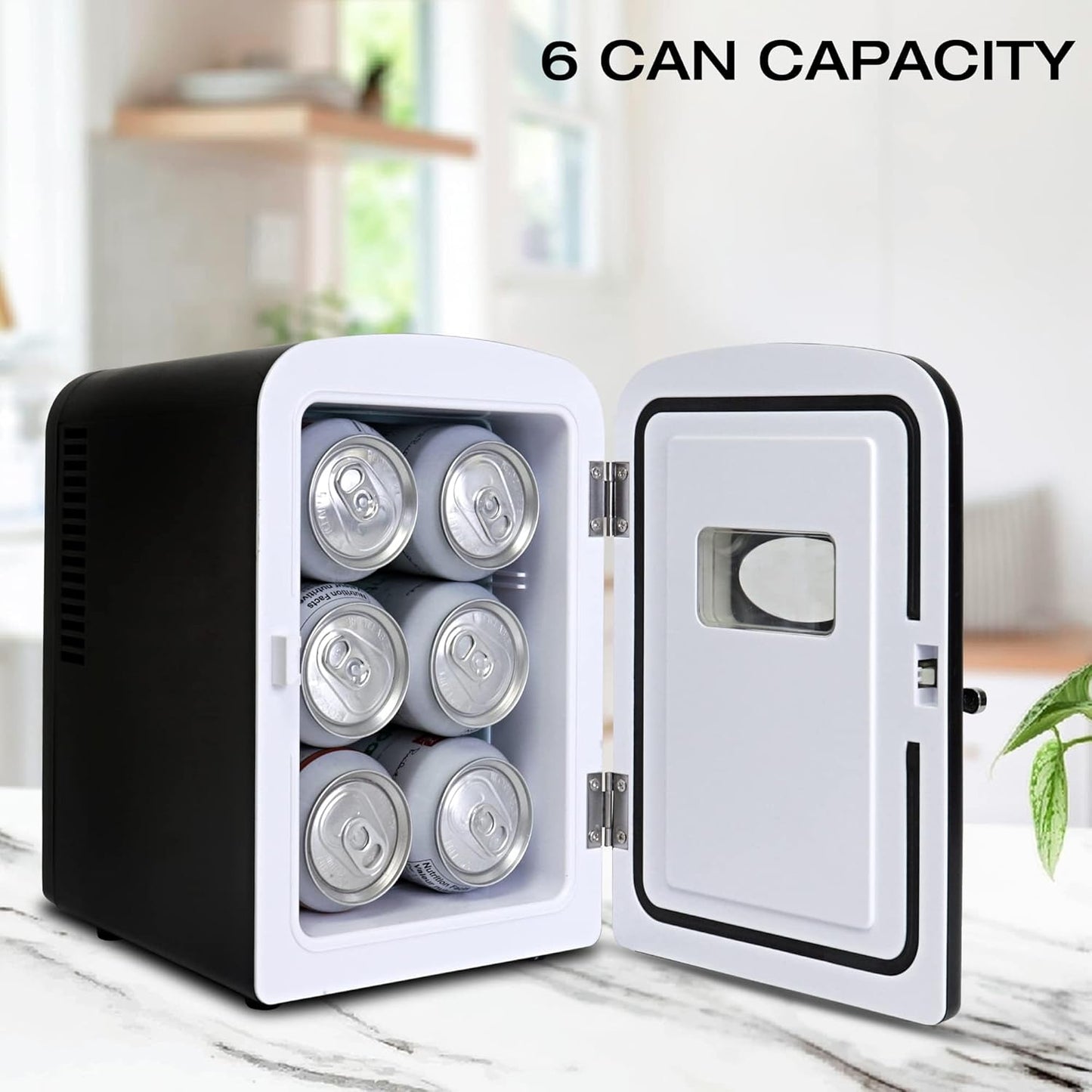 Coca-Cola Classic Coke Bottle 4L Mini Fridge w/ 12V DC and 110V AC Cords, 6 Can Portable Cooler, Personal Travel Refrigerator for Snacks Lunch Drinks Cosmetics, Desk Home Office Dorm, Red