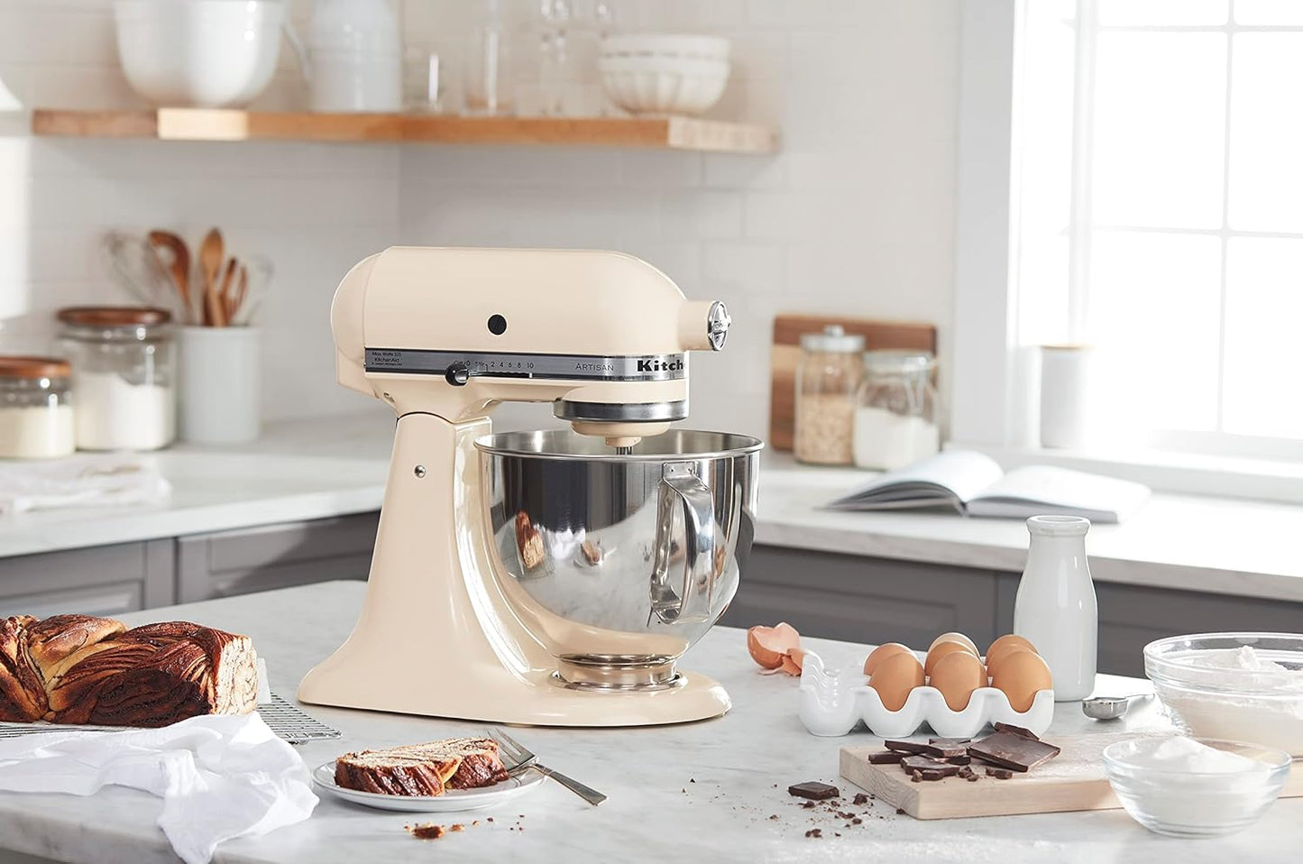 KitchenAid Artisan Series 5 Quart Tilt Head Stand Mixer with Pouring Shield KSM150PS, Removable bowl, Aqua Sky