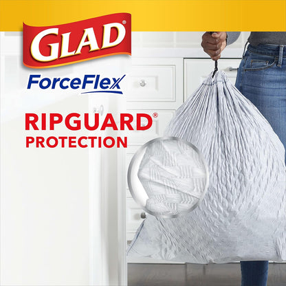 Glad Trash Bags, ForceFlex Tall Kitchen Drawstring Garbage Bags 13 Gallon White Trash Bag, Gain Moonlight Breeze scent with Febreze Freshness 100 Count (Package May Vary)