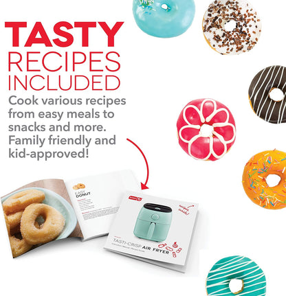 DASH Tasti-Crisp™ Electric Air Fryer Oven, 2.6 Qt., Aqua – Compact Air Fryer for Healthier Food in Minutes, Ideal for Small Spaces - Auto Shut Off, Analog, 1000-Watt