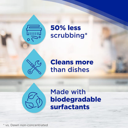 Dawn Dish Soap Squeeze Bottle, EZ-Squeeze Dawn Dishwashing Liquid, Dawn Dish Soap Liquid, Dish Washing Liquid + Non-Scratch Sponges for Dishes, Original, Includes 3x22oz Bottles + 2 Sponges