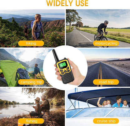 Walkie Talkies, MOICO Long Range Walkie Talkies for Adults with 22 FRS Channels, Family Walkie Talkie with LED Flashlight VOX LCD Display for Hiking Camping Trip (Orange 2 Pack)