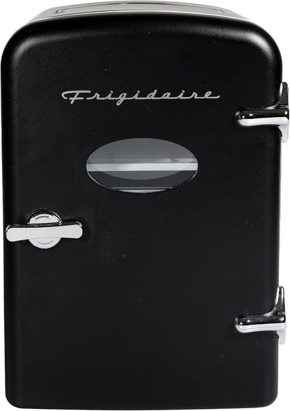 Frigidaire Retro Mini Fridge Cooler, 4L Capacity Chills 6 12oz Cans, 100% Freon-Free & Eco Friendly, Portable Fridge for Car, Office, Bedroom, Dorm Room, or Cabin - 9.84"D x 7.09"W x 10.35"H (Pink)