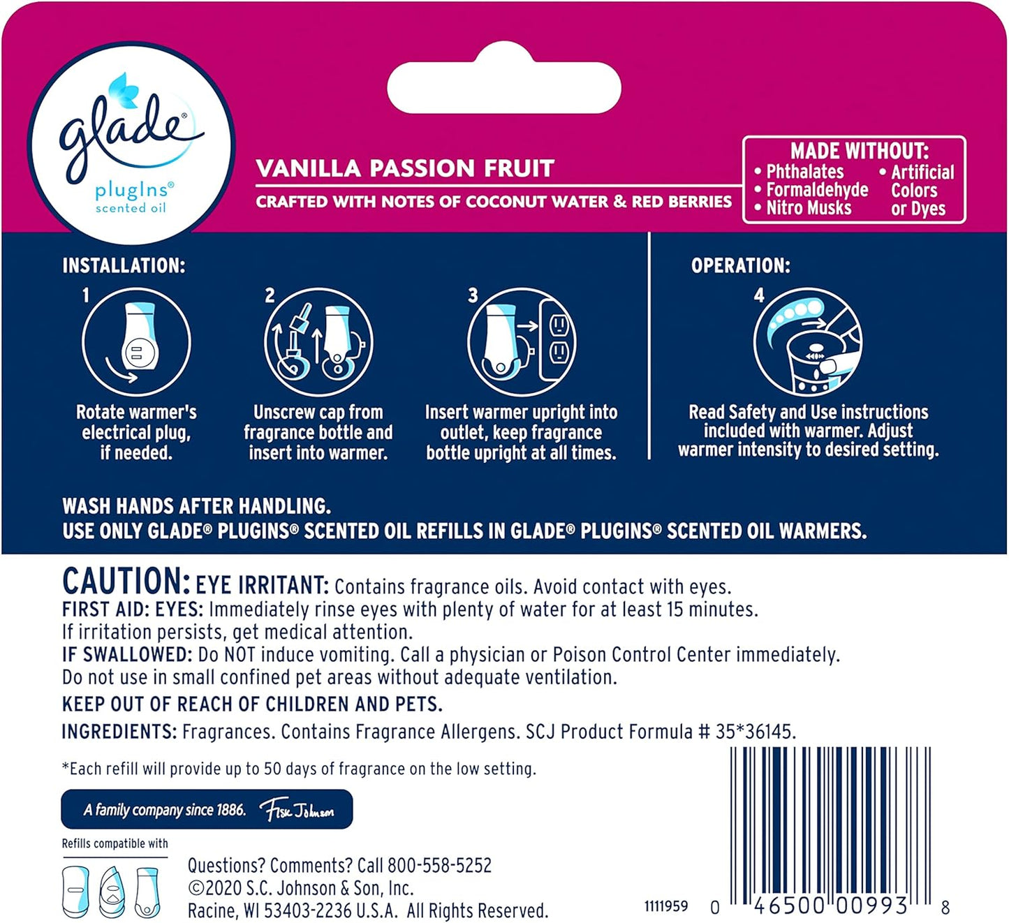 Glade PlugIns Refills Air Freshener, Scented and Essential Oils for Home and Bathroom, Apple Cinnamon, 3.35 Fl Oz, 5 Count