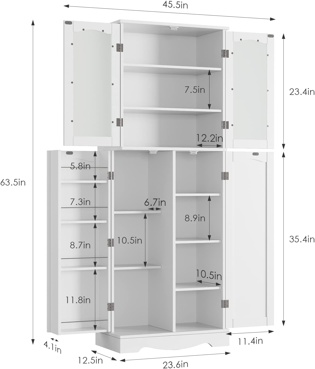 HORSTORS 64" Kitchen Pantry Cabinet