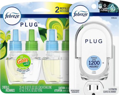 Febreze Plug in Air Fresheners, Gain Original Scent, Odor Eliminator for Strong Odors, Scented Oil Refill (3 Count)