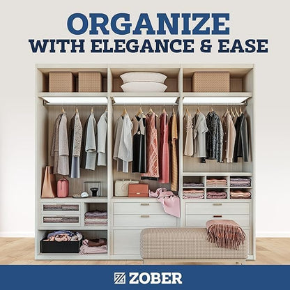 Zober Velvet Hangers 50 Pack - Heavy Duty Black Hangers for Coats, Pants & Dress Clothes - Non Slip Clothes Hanger Set - Space Saving Felt Hangers for Clothing