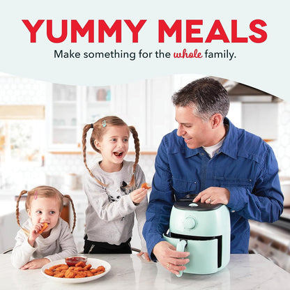 DASH Tasti-Crisp™ Electric Air Fryer Oven, 2.6 Qt., Aqua – Compact Air Fryer for Healthier Food in Minutes, Ideal for Small Spaces - Auto Shut Off, Analog, 1000-Watt