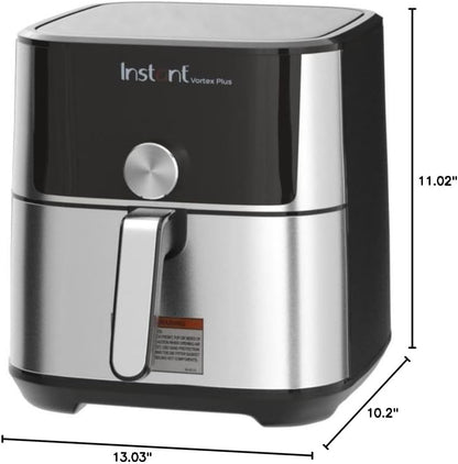 Instant Vortex Plus 4QT Air Fryer, Custom Program Options, 6-in-1 Functions Crisps, Broils, Roasts, Dehydrates, Bakes, Reheats, 100+ In-App Recipes, from the Makers of Instant Pot, Stainless Steel