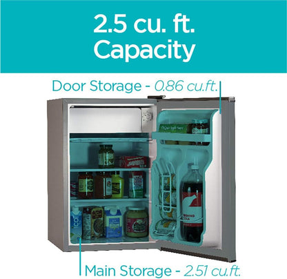 BLACK+DECKER BCRK17B Compact Refrigerator Energy Star Single Door Mini Fridge with Freezer, 1.7 Cubic Feet, Black