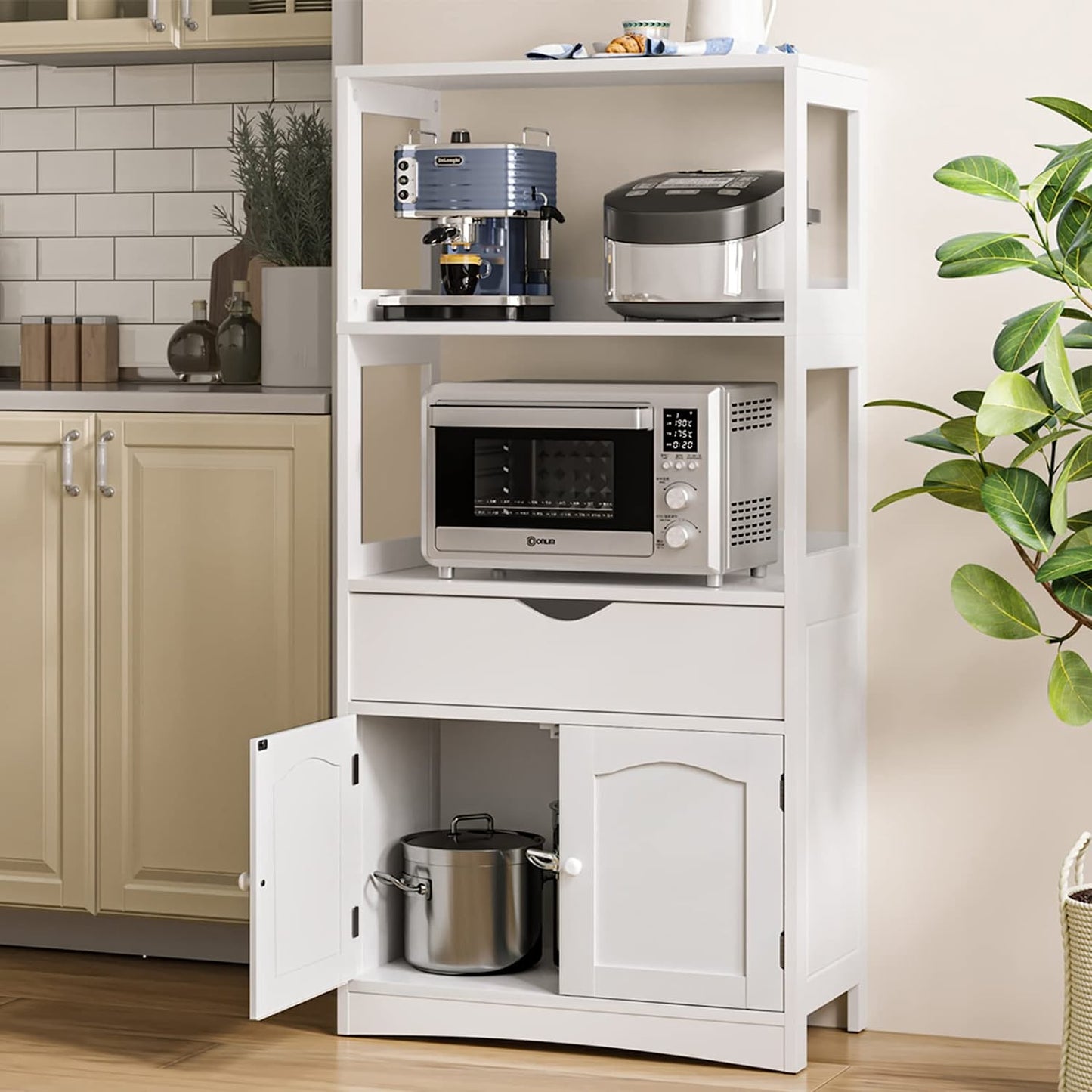 Sideboard Storage Cabinet with 2 Open Shelves