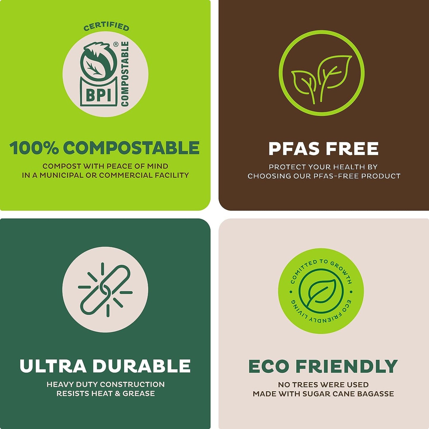 Paper Plates, 100% Compostable Heavy Duty Disposable Plate - [125-Pack] - {PFAS-Free} - {BPI Certified} - [9 Inch] Eco-Friendly, Biodegradable Bagasse Natural Brown 9" Dinner Plates - By Stack Man