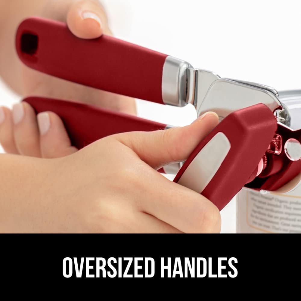 The Original Gorilla Grip Heavy Duty Stainless Steel Smooth Edge Manual Can Opener and Bottle Openers, Soft Handle, Rust Proof Oversized Handheld Easy Turn Knob, Multifunctional Kitchen Tool, Black