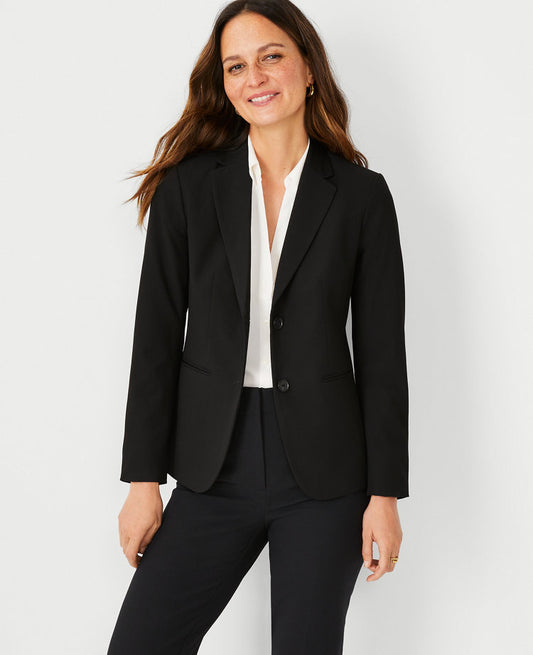 The Petite Long Two-Button Blazer in Seasonless Stretch