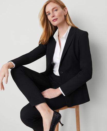 The Petite Long One-Button Blazer in Bi-Stretch