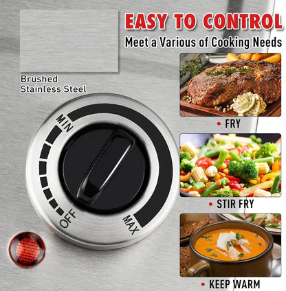CUSIMAX Electric Hot Plate for Cooking Portable Single Burner 1500W Cast Iron hot plates Heat-up in Seconds Adjustable Temperature Control Stainless Steel Non-Slip Rubber Feet Upgraded Version B101