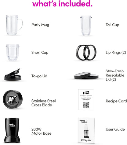 Magic Bullet Blender, Small, Silver, 11 Piece Set