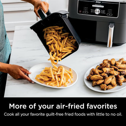 Ninja Air Fryer, Thermometer, Roast, Bake, Air Fry, Crisps, Broil, Reheats, Keep Warm, 10-in-1, Fries, Frozen Food, Veggies, and Meat, Quick Meals, Healthy Meals, Less Oil, 10 QT, Grey, DZ550