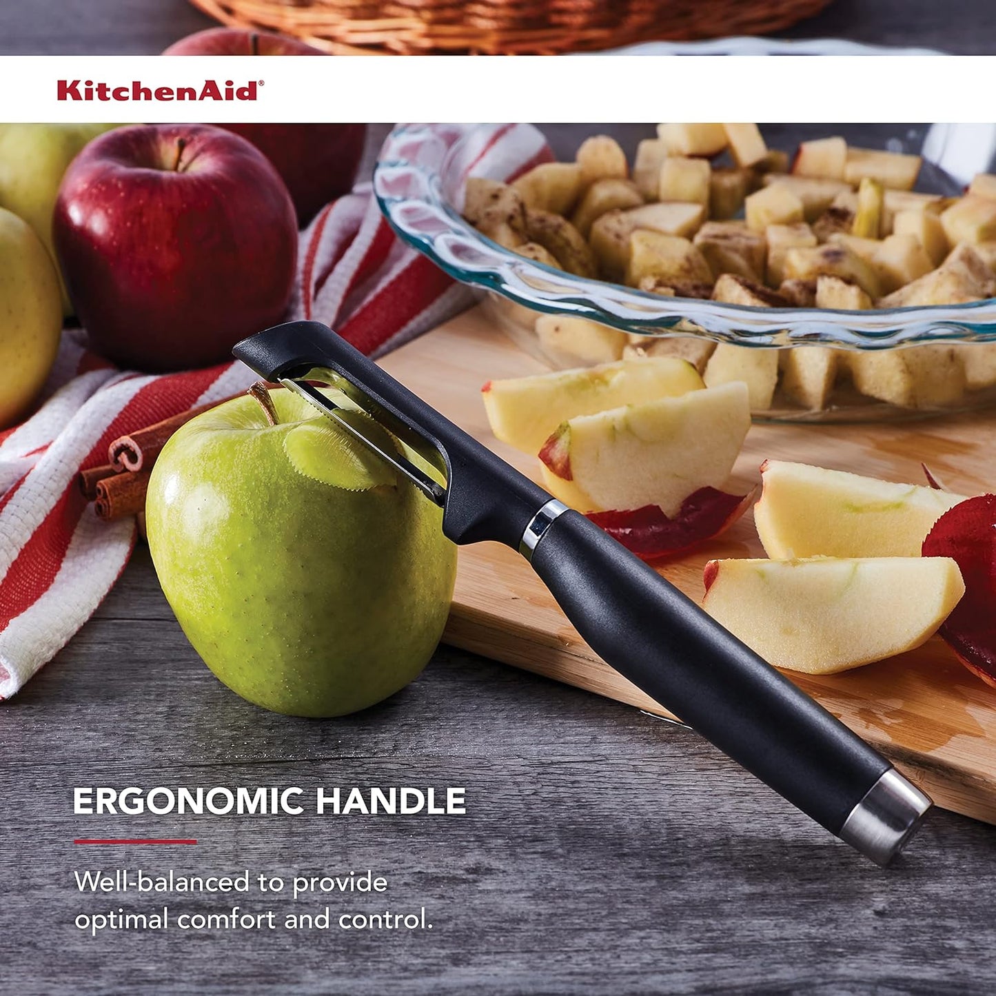 KitchenAid Classic Pizza Wheel with Sharp Blade For Cutting Through Crusts, Pies and More, Built In Finger Guard for Safety and Comfort Grip to Protect Fingers, Dishwasher Safe, 9-Inch, Black