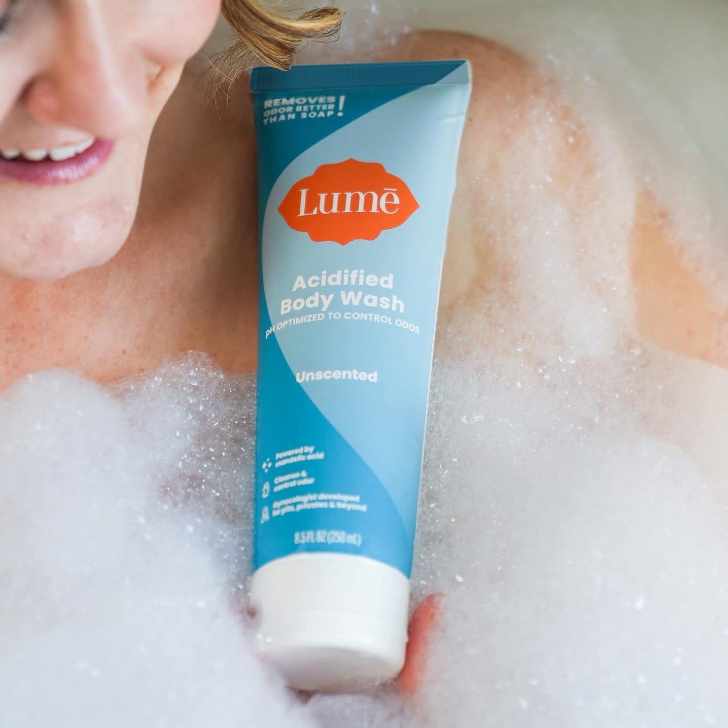Lume Acidified Body Wash - 24 Hour Odor Control - Removes Odor Better than Soap - Moisturizing Formula - Formulated Without SLS or Parabens - OB/GYN Developed - 8.5 ounce (Peony Rose)