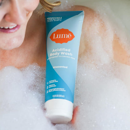 Lume Acidified Body Wash - 24 Hour Odor Control - Removes Odor Better than Soap - Moisturizing Formula - Formulated Without SLS or Parabens - OB/GYN Developed - 8.5 ounce (Peony Rose)