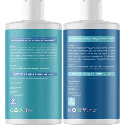 Volumizing Biotin Shampoo and Conditioner Set - Sulfate Free Shampoo and Conditioner for Dry Damaged Hair Care - Thinning Hair Shampoo and Conditioner with Nourishing Biotin and Rosemary Oil (8oz)