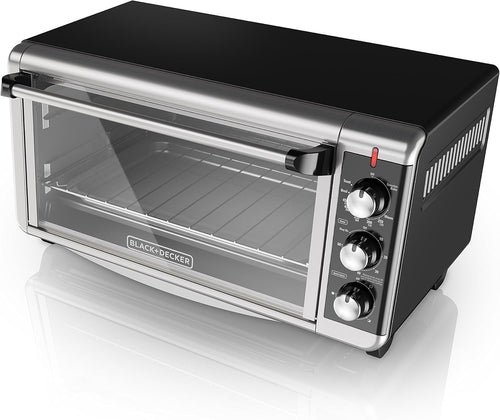 BLACK+DECKER 8-Slice Extra Wide Convection Toaster Oven, TO3250XSB, Fits 9"x13" Oven Pans and 12" Pizza, Stainless Steel/Black