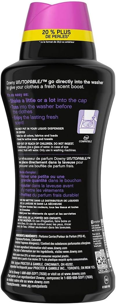 Downy Unstopables In Wash Scent Booster Beads, Fresh Scent, 24 oz, Downy Scent Booster Beads, Unstoppable Laundry Beads, Odor Protection