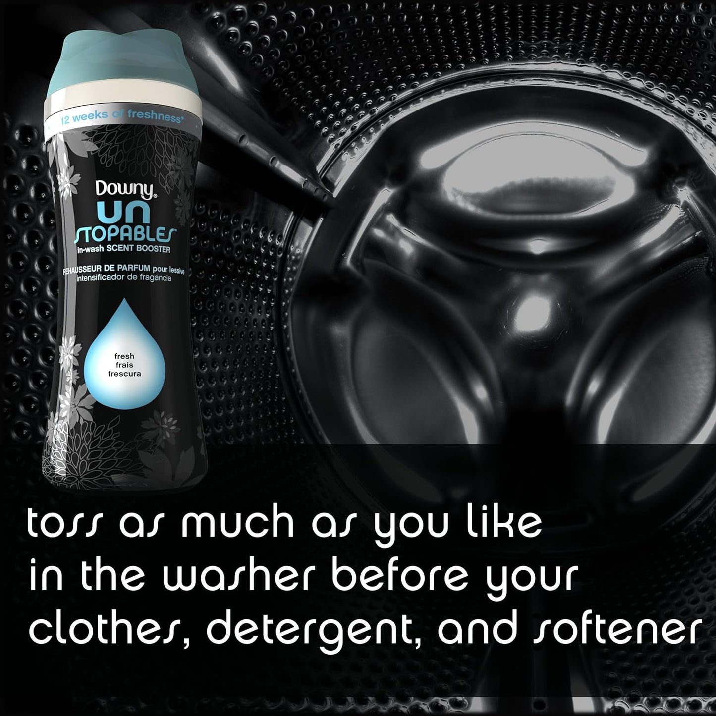 Downy Unstopables In Wash Scent Booster Beads, Fresh Scent, 24 oz, Downy Scent Booster Beads, Unstoppable Laundry Beads, Odor Protection