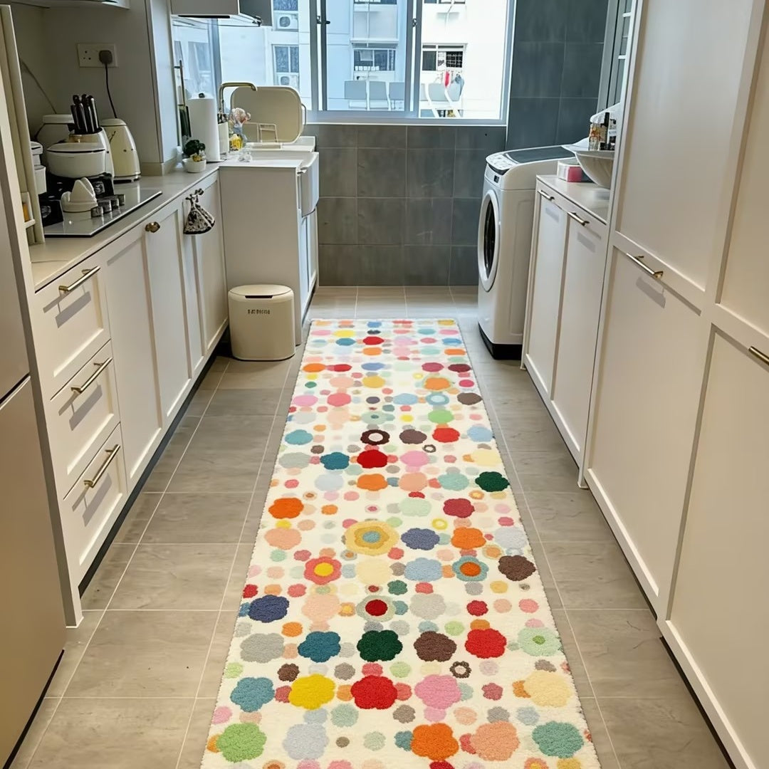 Colorful Polka Washable Runner Rug