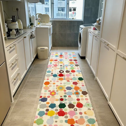 Colorful Polka Washable Runner Rug