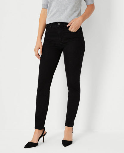 Tall Mid Rise Skinny Jeans in Jet Black Wash