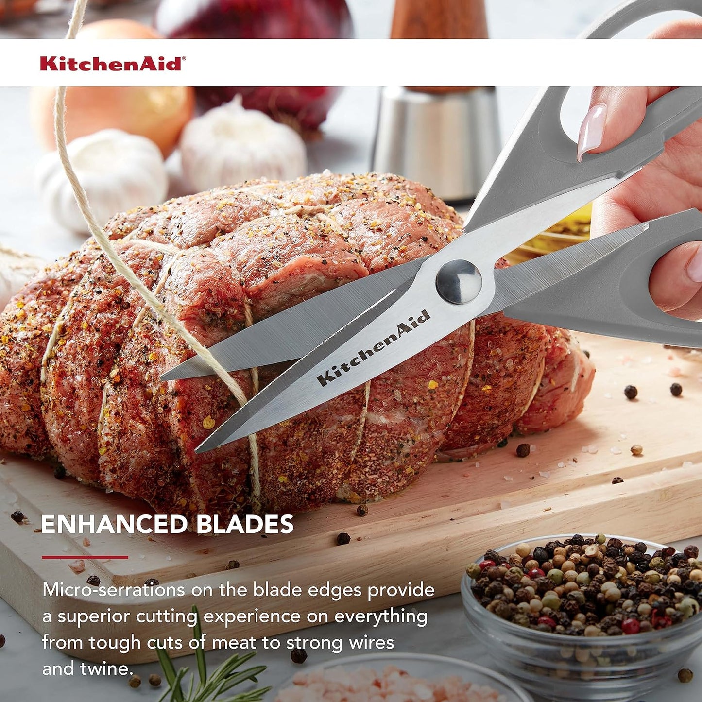 KitchenAid All Purpose Kitchen Shears with Protective Sheath for Everyday use, Dishwasher Safe Stainless Steel Scissors with Comfort Grip, 8.72-Inch, Black